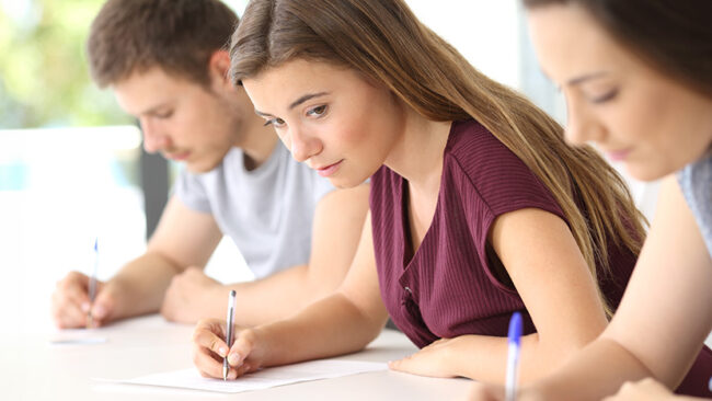 Student trying to copy during an exam