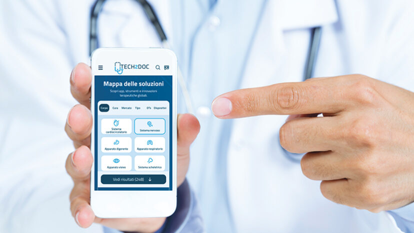 Doctor showing smartphone screen