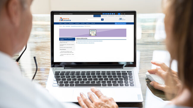 Two Businesspeople Analyzing Invoice