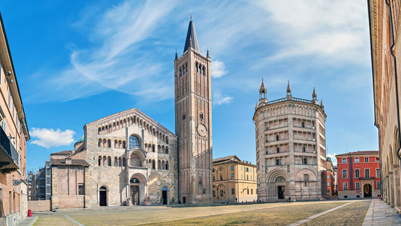 Panorama of Piazza Duomo in Parma