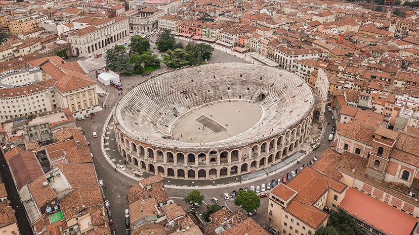 Aerial view of Arena di Verona