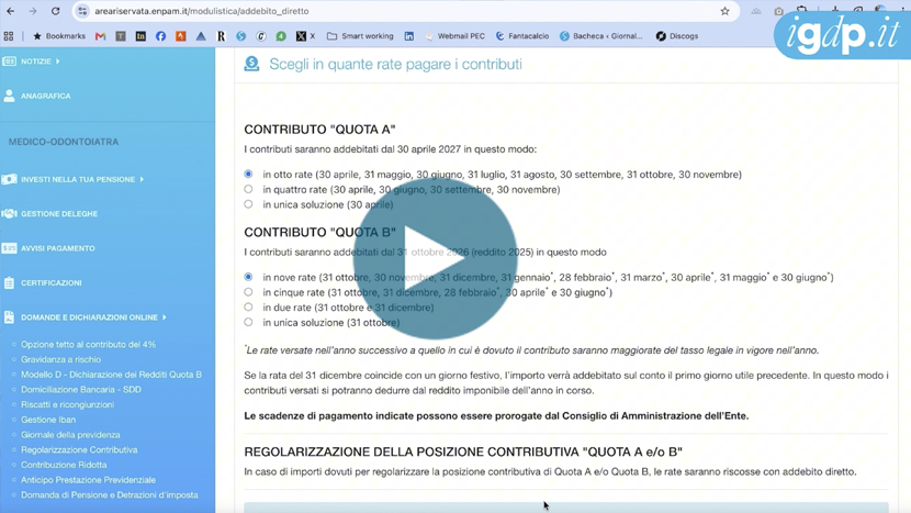 Controlla il tuo piano di pagamento dei contributi o cambia il numero di rate.